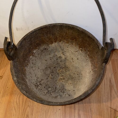 Cast Iron Deep small Cauldron Pan With Handle – Unique Antiques of