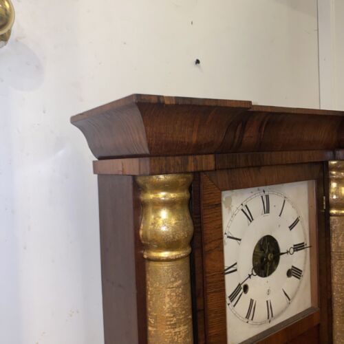 Antique Ingraham Mantle Column Shelf Clock Faux Marble - Circa 1888, Works!