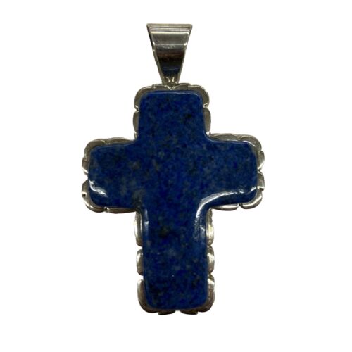 Gorgeous Blue Lace Agate and Lapis Cross Pendant newest