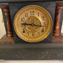 Antique Ingraham Mantle Column Shelf Clock Faux Marble - Circa 1888, Works!